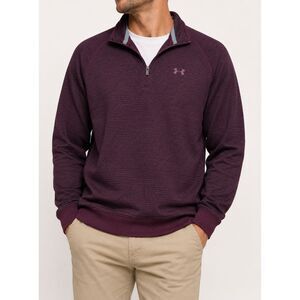 Under Armour ColdGear Men's XXL Burgundy Stripe Heather 1/4 Zip Pullover